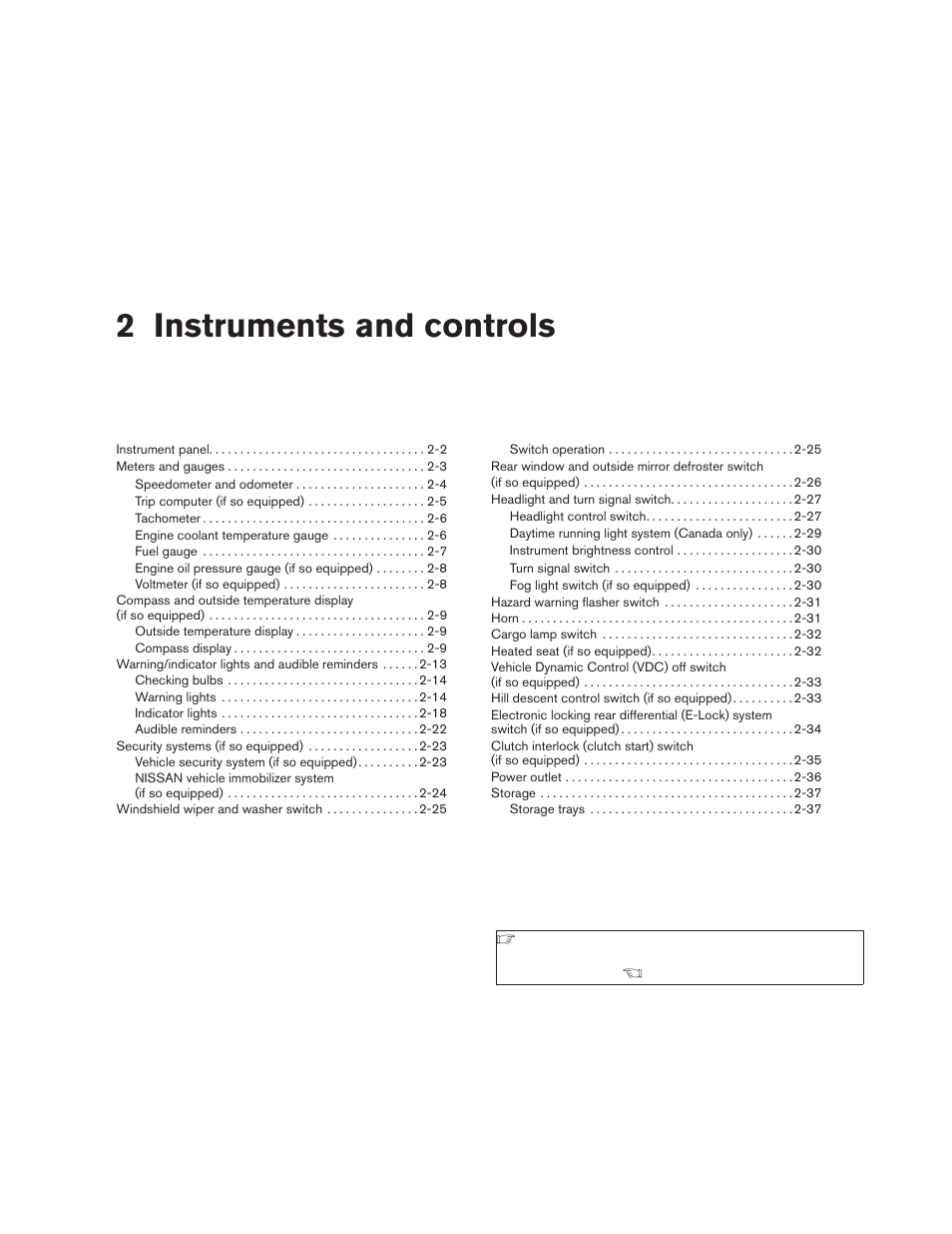 Instruments and controls, 2 instruments and controls | NISSAN 2009 Frontier User Manual | Page 88 / 366