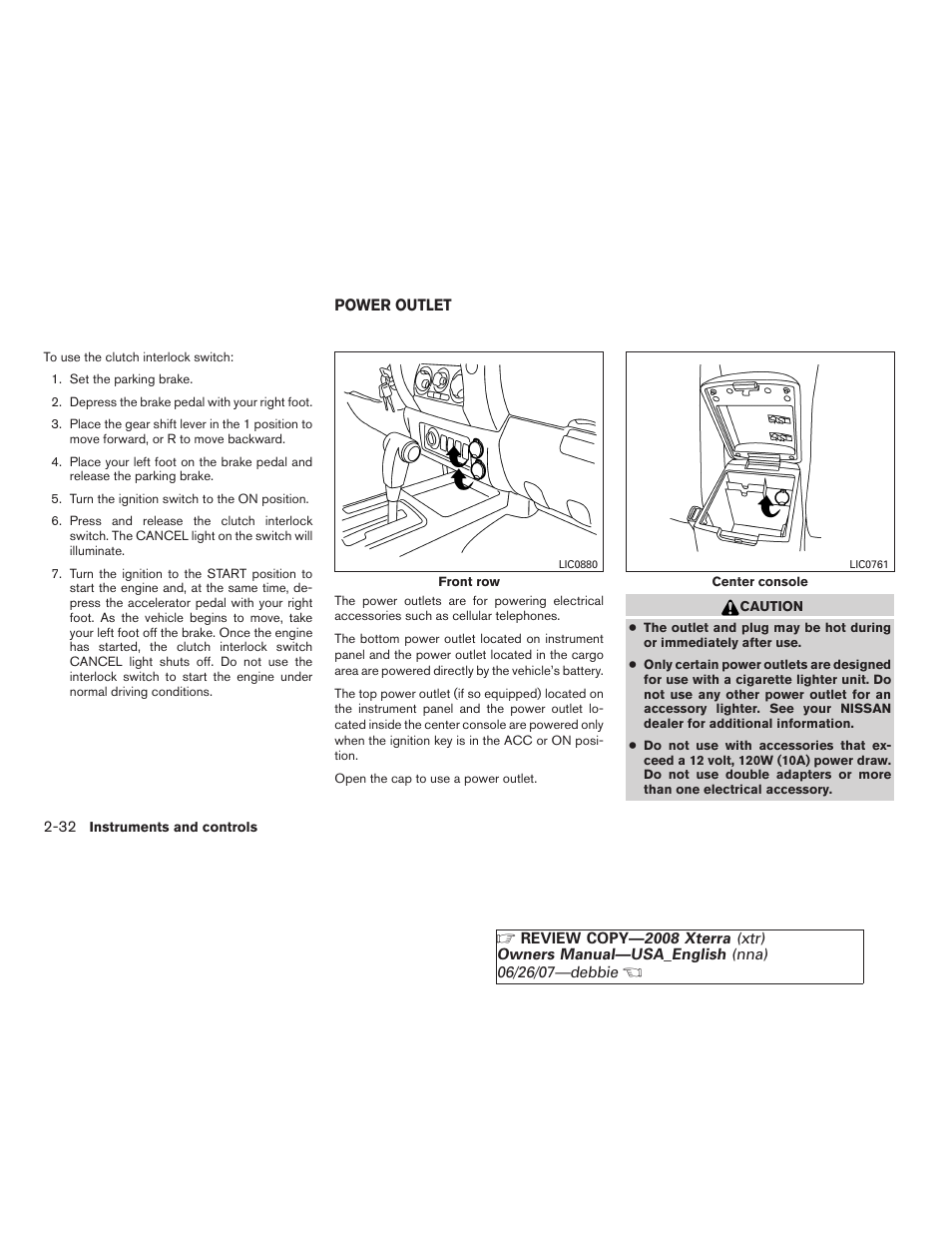 Power outlet -32 | NISSAN 2008 Xterra User Manual | Page 108 / 320