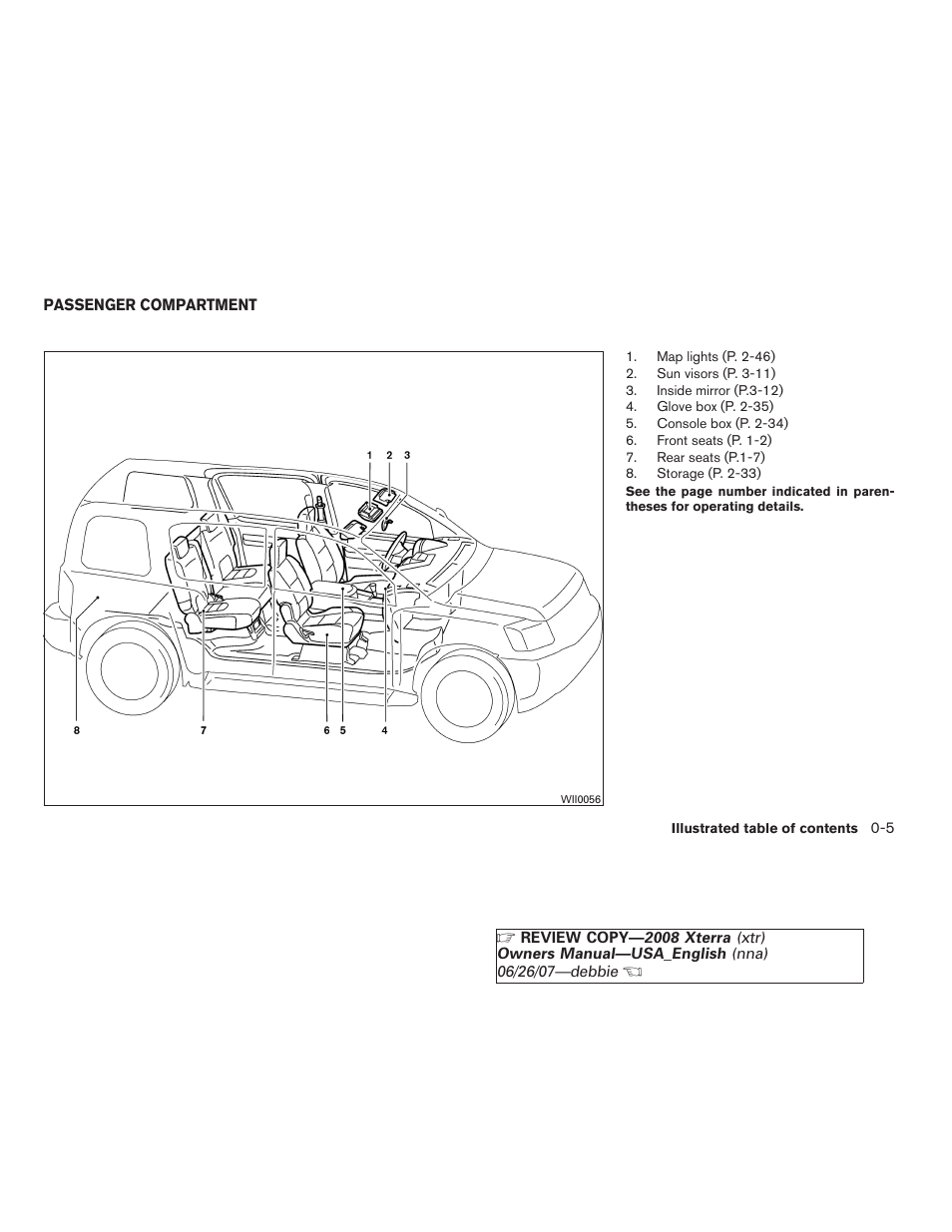 Passenger compartment -5 | NISSAN 2008 Xterra User Manual | Page 11 / 320