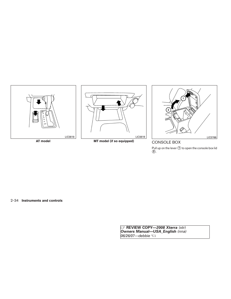 Console box -34 | NISSAN 2008 Xterra User Manual | Page 110 / 320