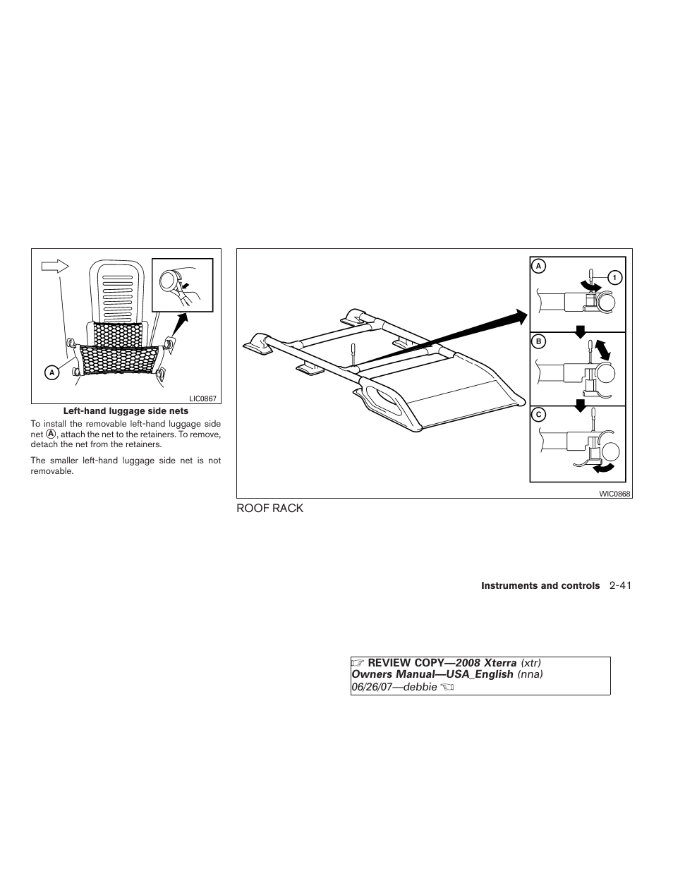 Roof rack -41 | NISSAN 2008 Xterra User Manual | Page 117 / 320