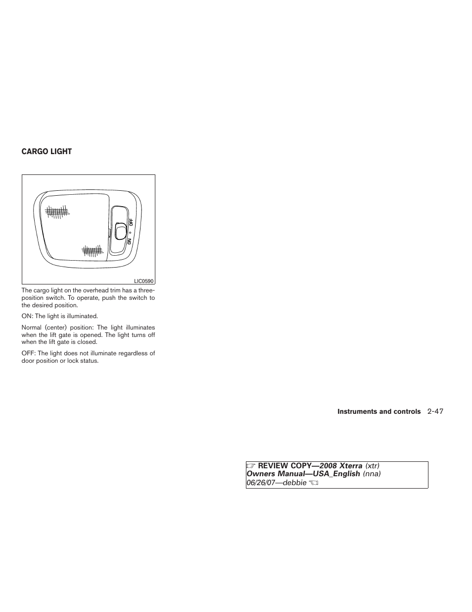 Cargo light -47 | NISSAN 2008 Xterra User Manual | Page 123 / 320