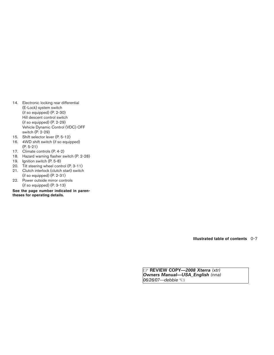 NISSAN 2008 Xterra User Manual | Page 13 / 320