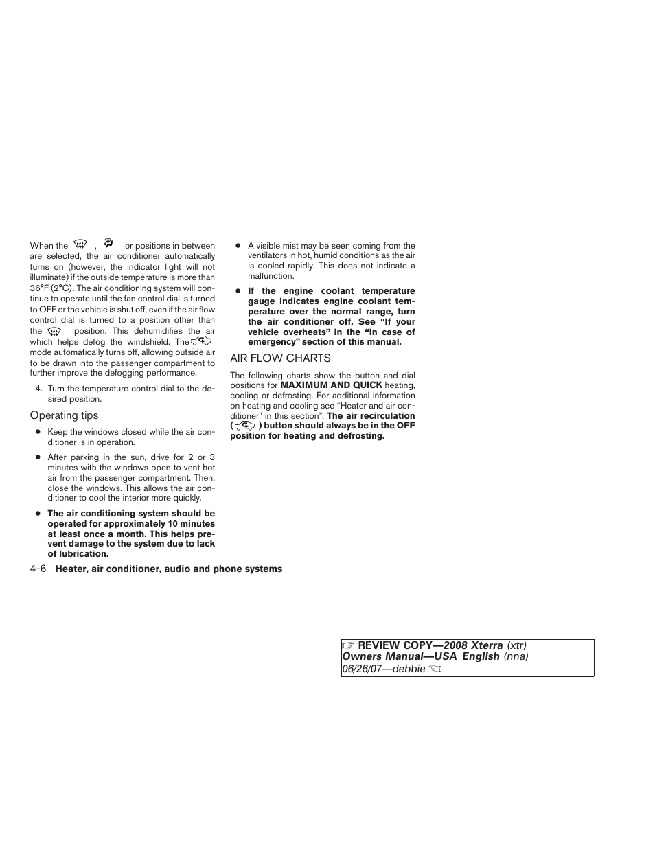 Air flow charts -6 | NISSAN 2008 Xterra User Manual | Page 144 / 320