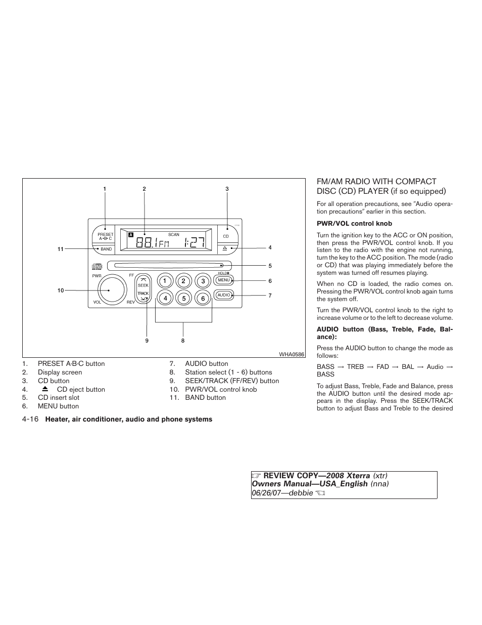 Fm/am radio with compact disc (cd) player, If so equipped) -16 | NISSAN 2008 Xterra User Manual | Page 154 / 320