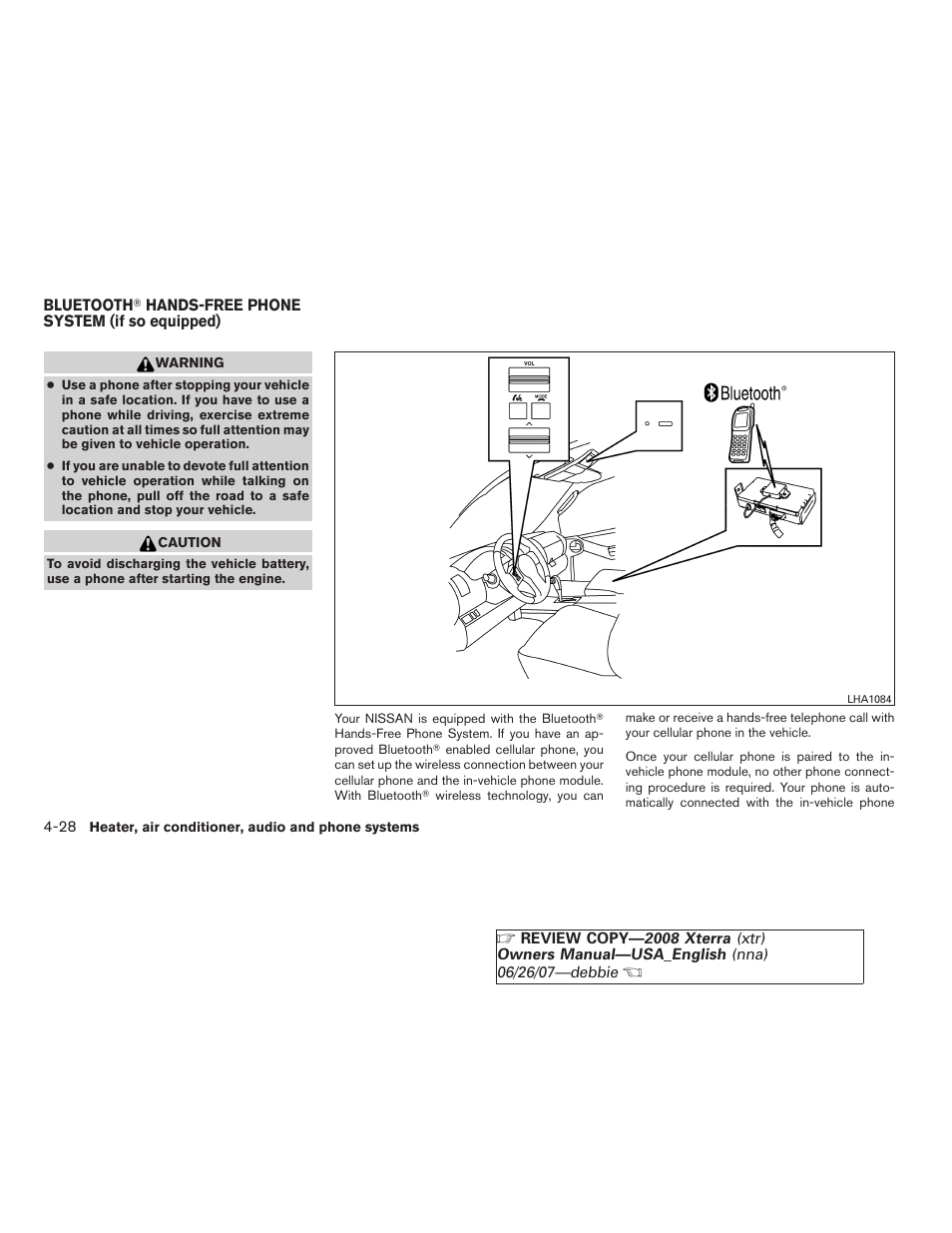 Bluetooth, Hands-free phone system, If so equipped) -28 | NISSAN 2008 Xterra User Manual | Page 166 / 320