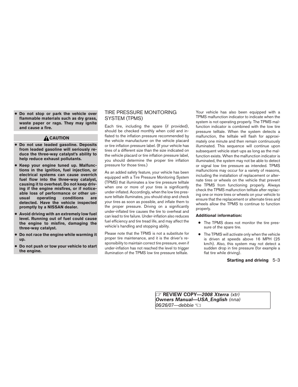 Tire pressure monitoring system (tpms) -3 | NISSAN 2008 Xterra User Manual | Page 183 / 320
