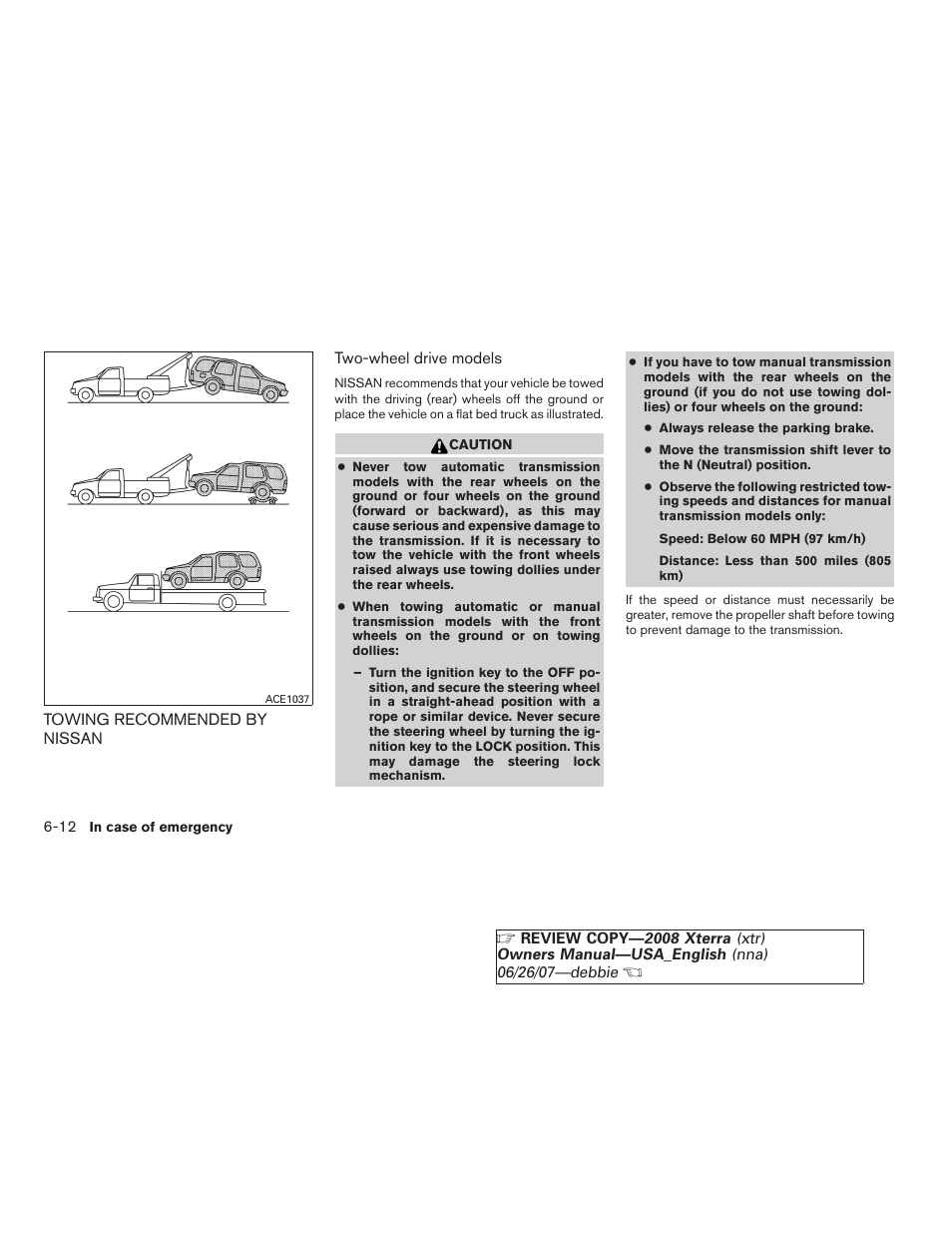 Towing recommended by nissan -12 | NISSAN 2008 Xterra User Manual | Page 230 / 320