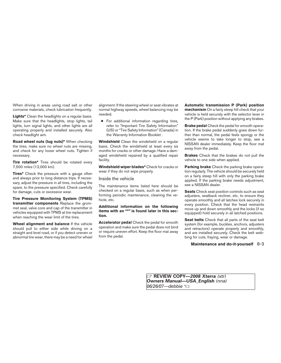 NISSAN 2008 Xterra User Manual | Page 241 / 320