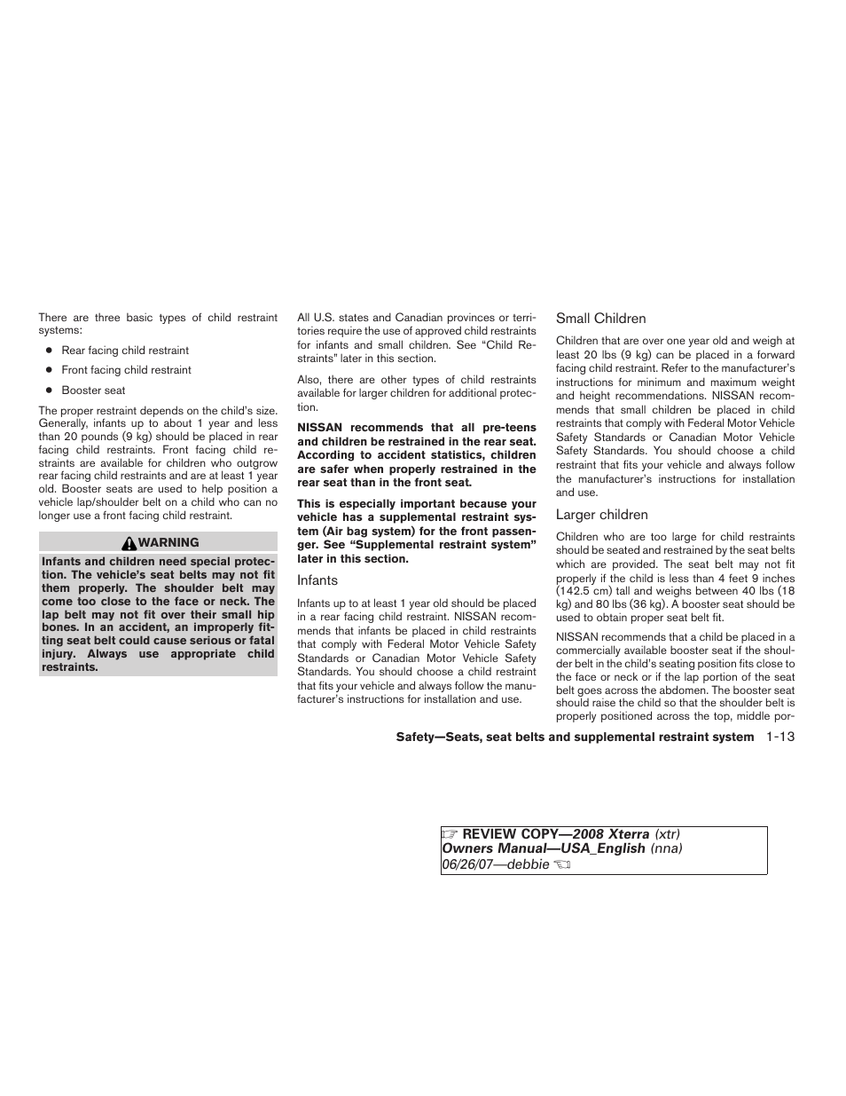 NISSAN 2008 Xterra User Manual | Page 29 / 320