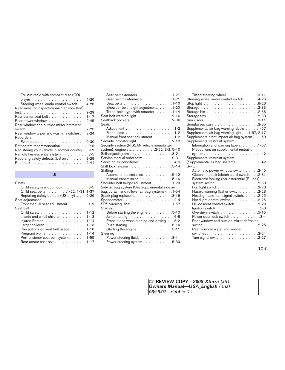 NISSAN 2008 Xterra User Manual | Page 315 / 320