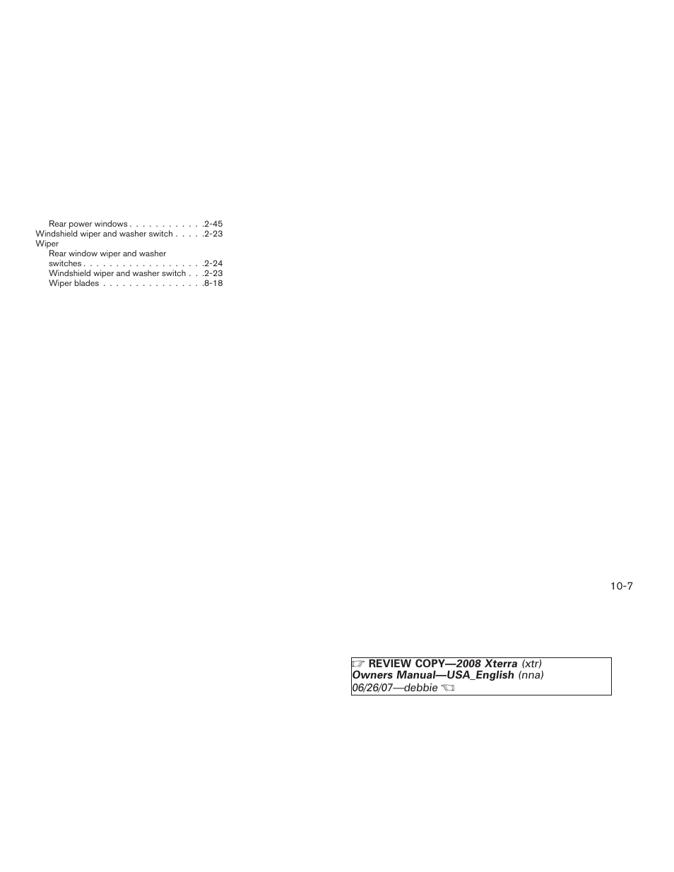 NISSAN 2008 Xterra User Manual | Page 317 / 320