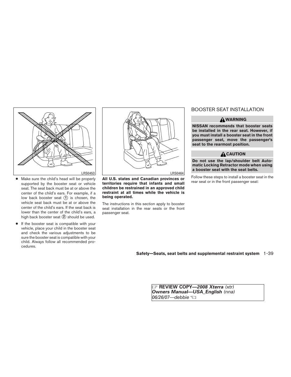 Booster seat installation -39 | NISSAN 2008 Xterra User Manual | Page 55 / 320