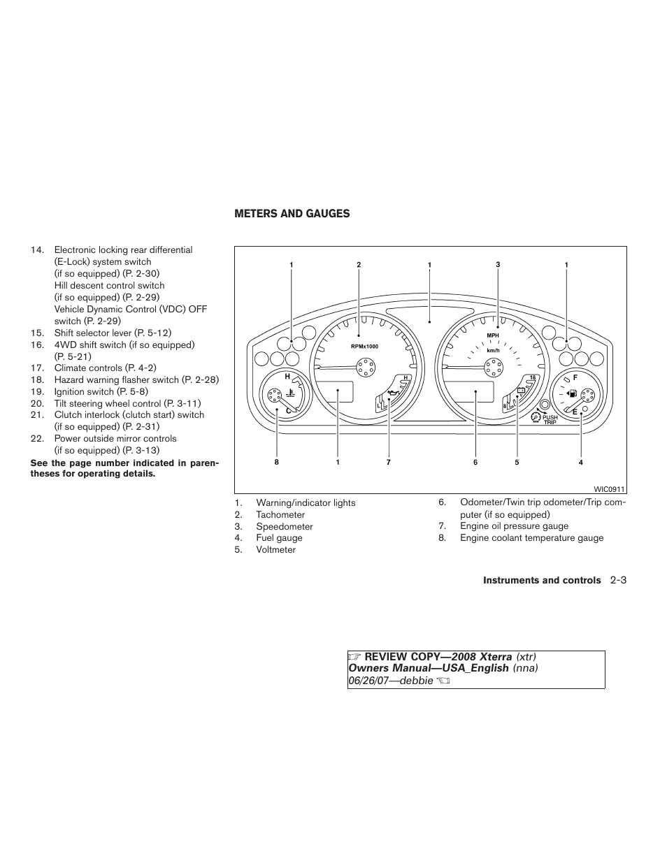 Meters and gauges -3 | NISSAN 2008 Xterra User Manual | Page 79 / 320