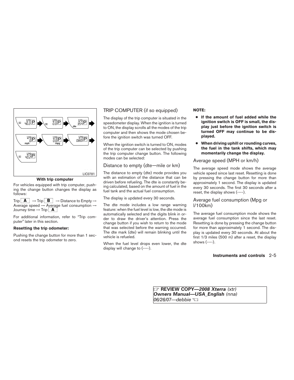 Trip computer (if so equipped) -5 | NISSAN 2008 Xterra User Manual | Page 81 / 320