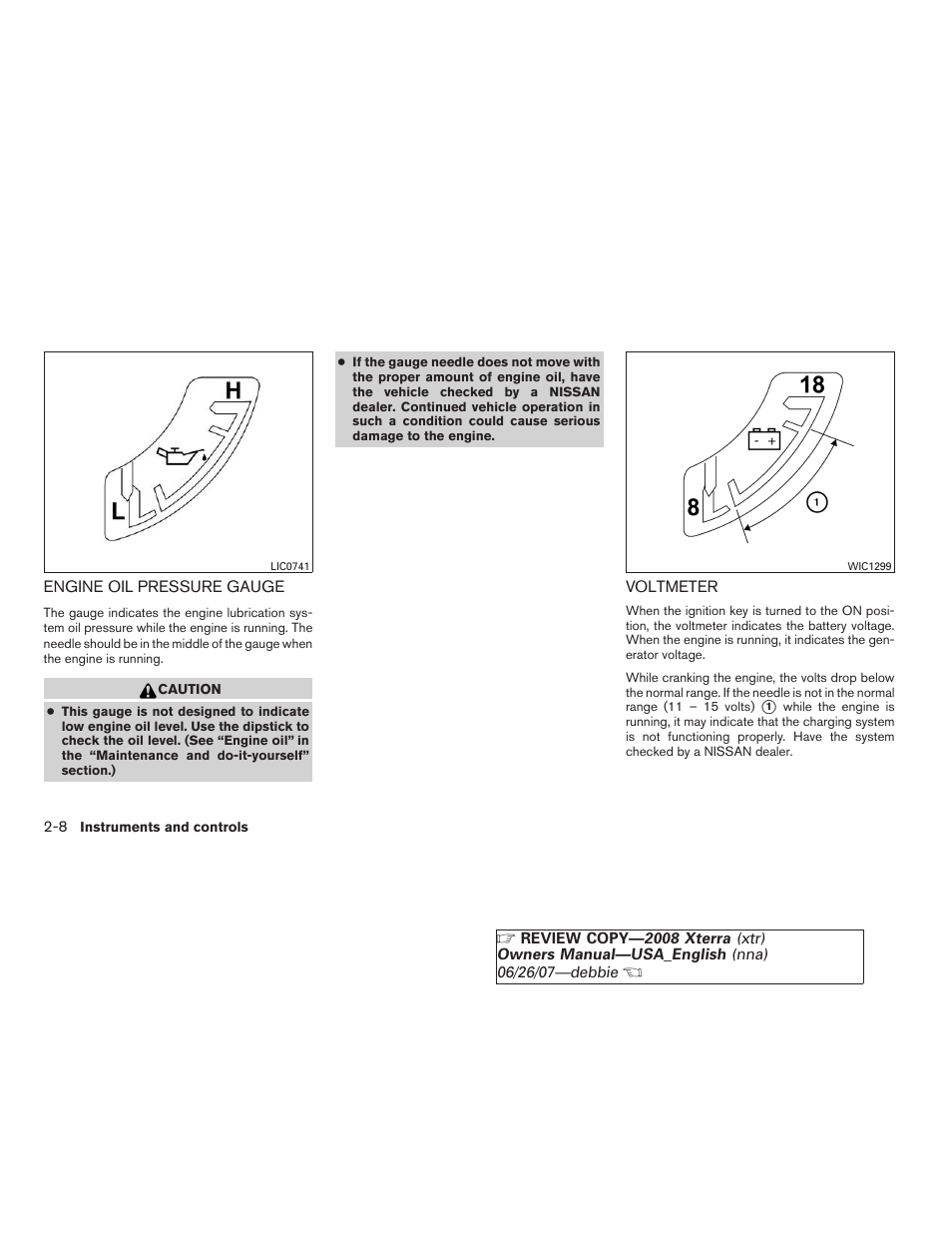 Engine oil pressure gauge -8 voltmeter -8 | NISSAN 2008 Xterra User Manual | Page 84 / 320