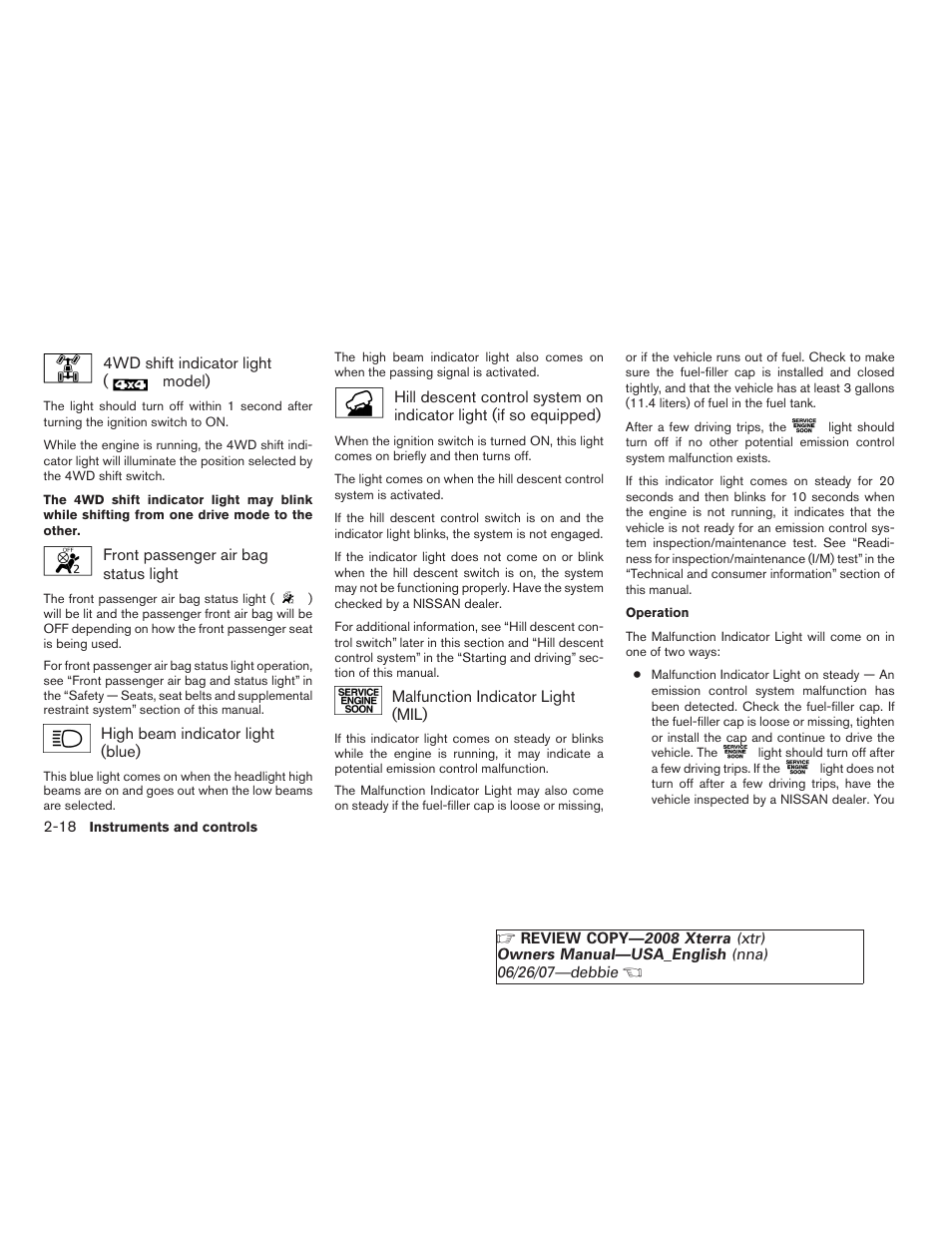 NISSAN 2008 Xterra User Manual | Page 94 / 320