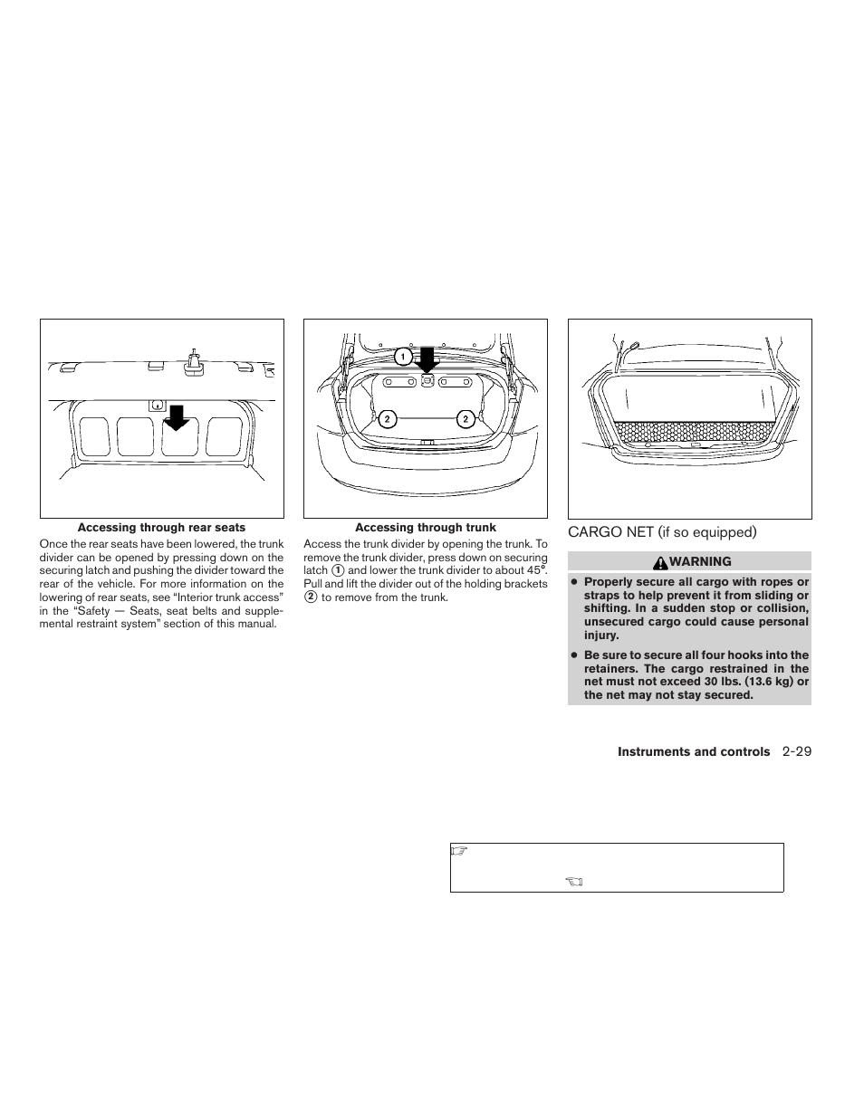 Cargo net (if so equipped) -29 | NISSAN 2008 Sentra User Manual | Page 105 / 328