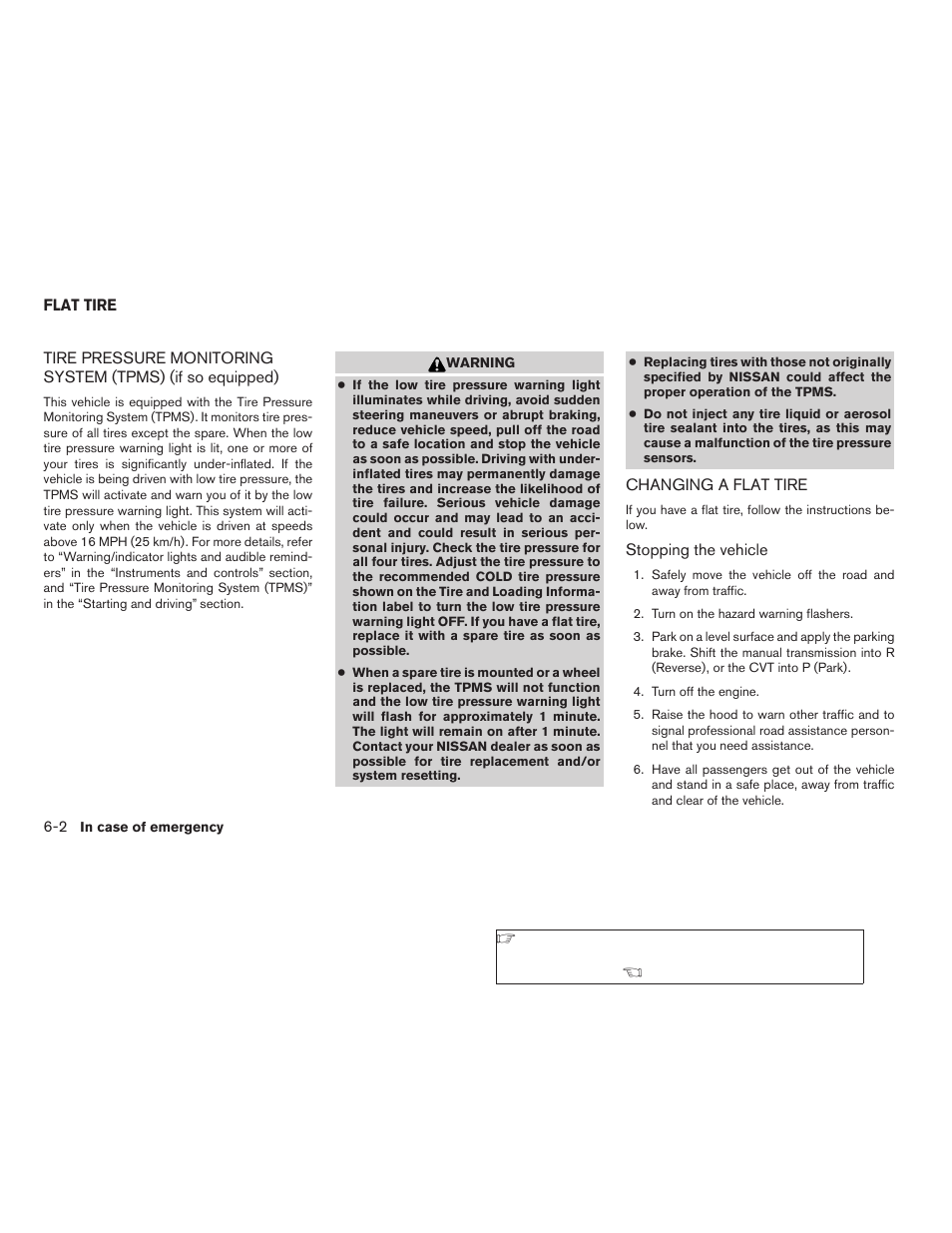 Flat tire -2, Tire pressure monitoring system (tpms), If so equipped) -2 changing a flat tire -2 | NISSAN 2008 Sentra User Manual | Page 222 / 328