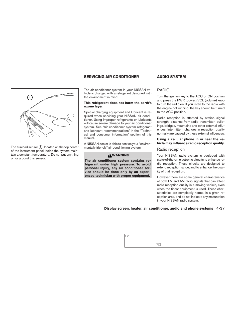 Servicing air conditioner -37 audio system -37, Radio -37 | NISSAN 2008 Titan User Manual | Page 201 / 408