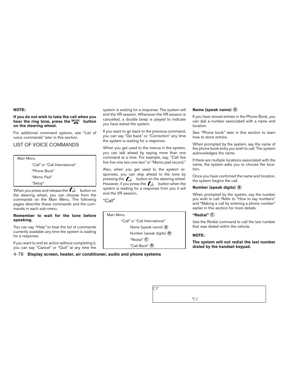 List of voice commands -78 | NISSAN 2008 Titan User Manual | Page 242 / 408