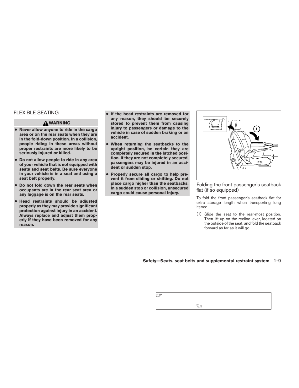 Flexible seating -9 | NISSAN 2008 Titan User Manual | Page 25 / 408
