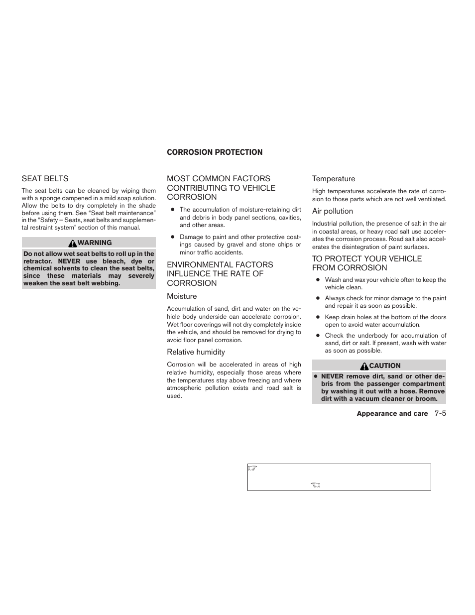 Seat belts -5, Corrosion protection -5, Most common factors contributing to vehicle | NISSAN 2008 Titan User Manual | Page 305 / 408
