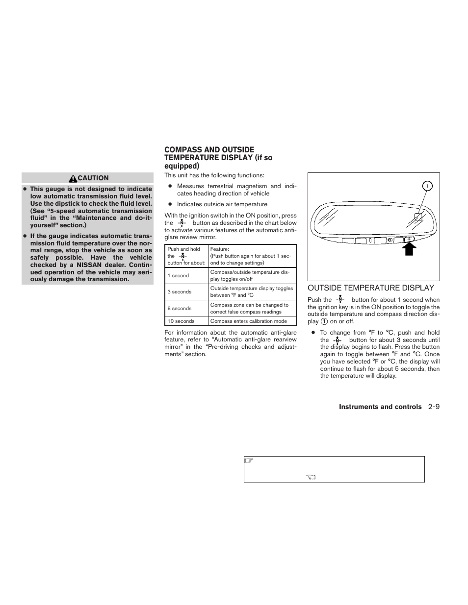 Compass and outside temperature display, If so equipped) -9, Outside temperature display -9 | NISSAN 2008 Titan User Manual | Page 89 / 408