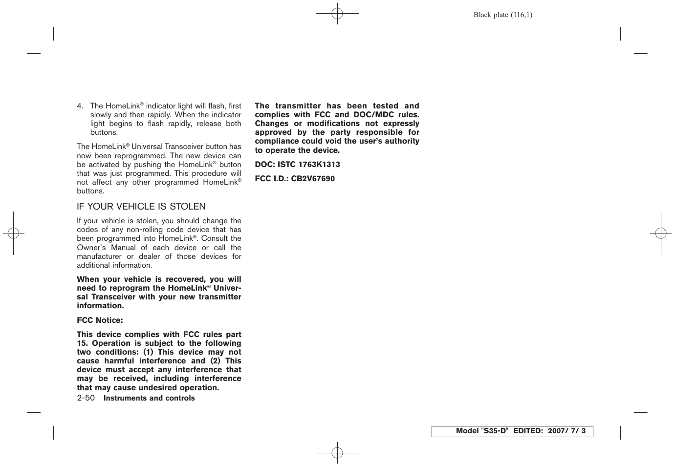 If your vehicle is stolen -50 | NISSAN 2008 Rogue User Manual | Page 116 / 309