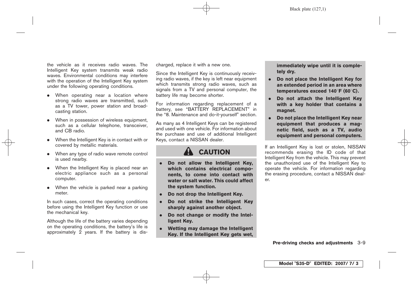 Caution | NISSAN 2008 Rogue User Manual | Page 125 / 309