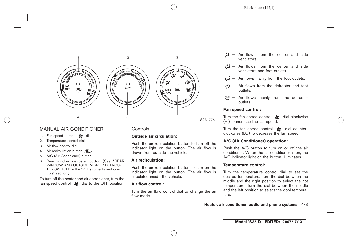 Manual air conditioner -3 | NISSAN 2008 Rogue User Manual | Page 145 / 309