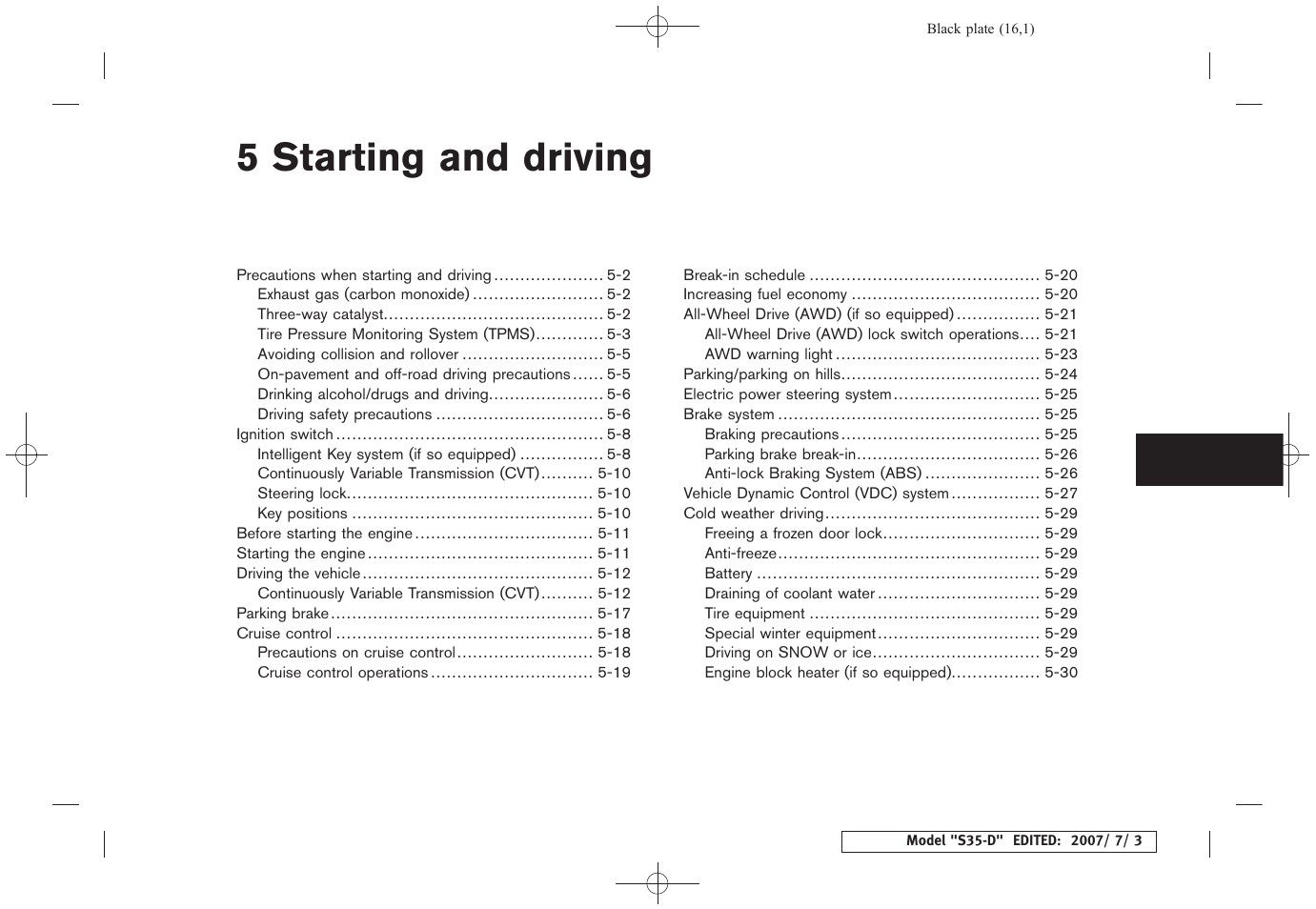 Starting and driving, 5 starting and driving | NISSAN 2008 Rogue User Manual | Page 181 / 309
