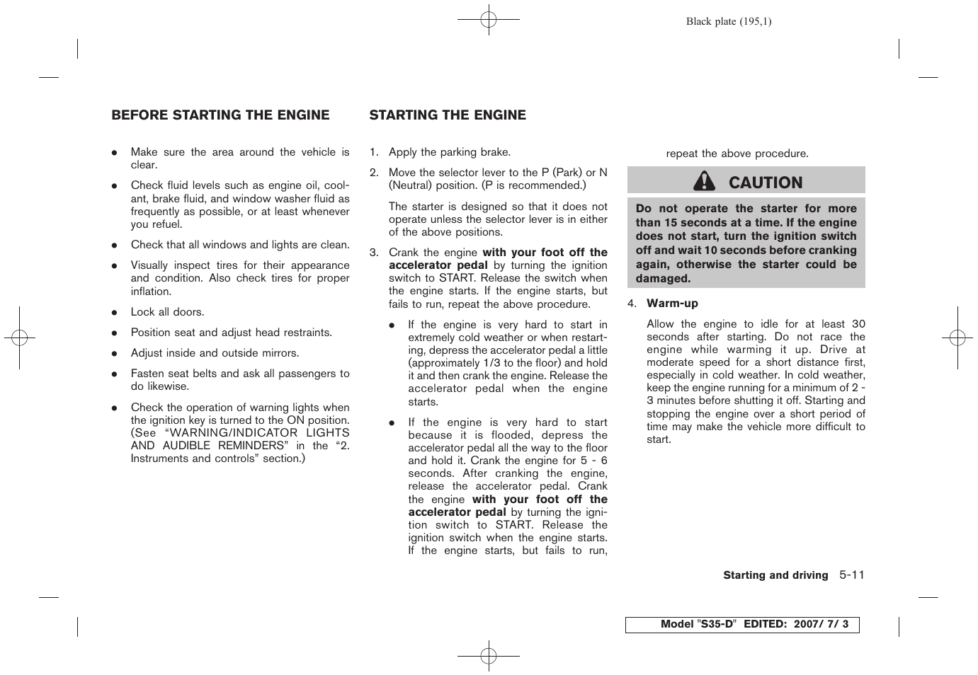 Caution | NISSAN 2008 Rogue User Manual | Page 191 / 309