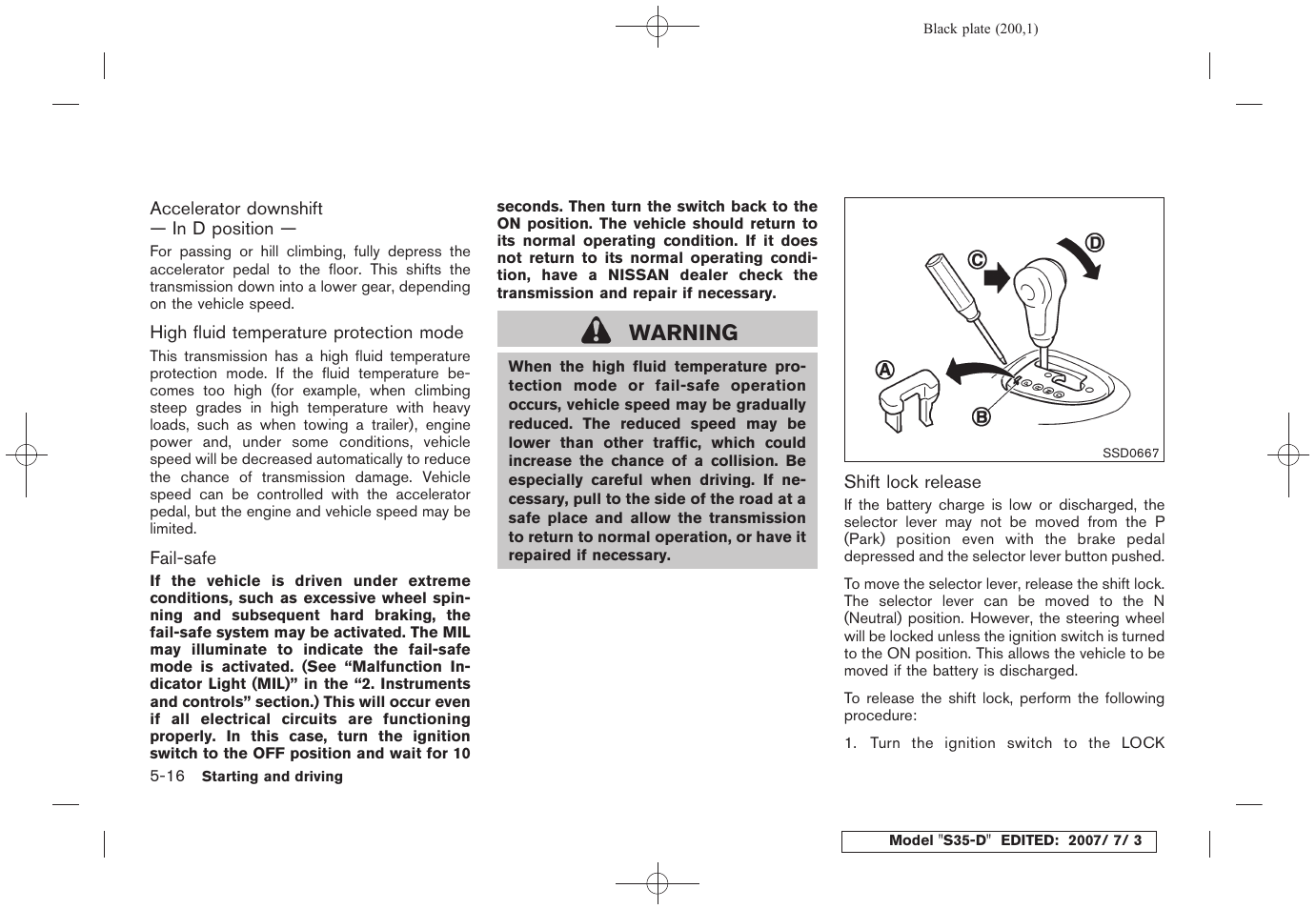 Warning | NISSAN 2008 Rogue User Manual | Page 196 / 309