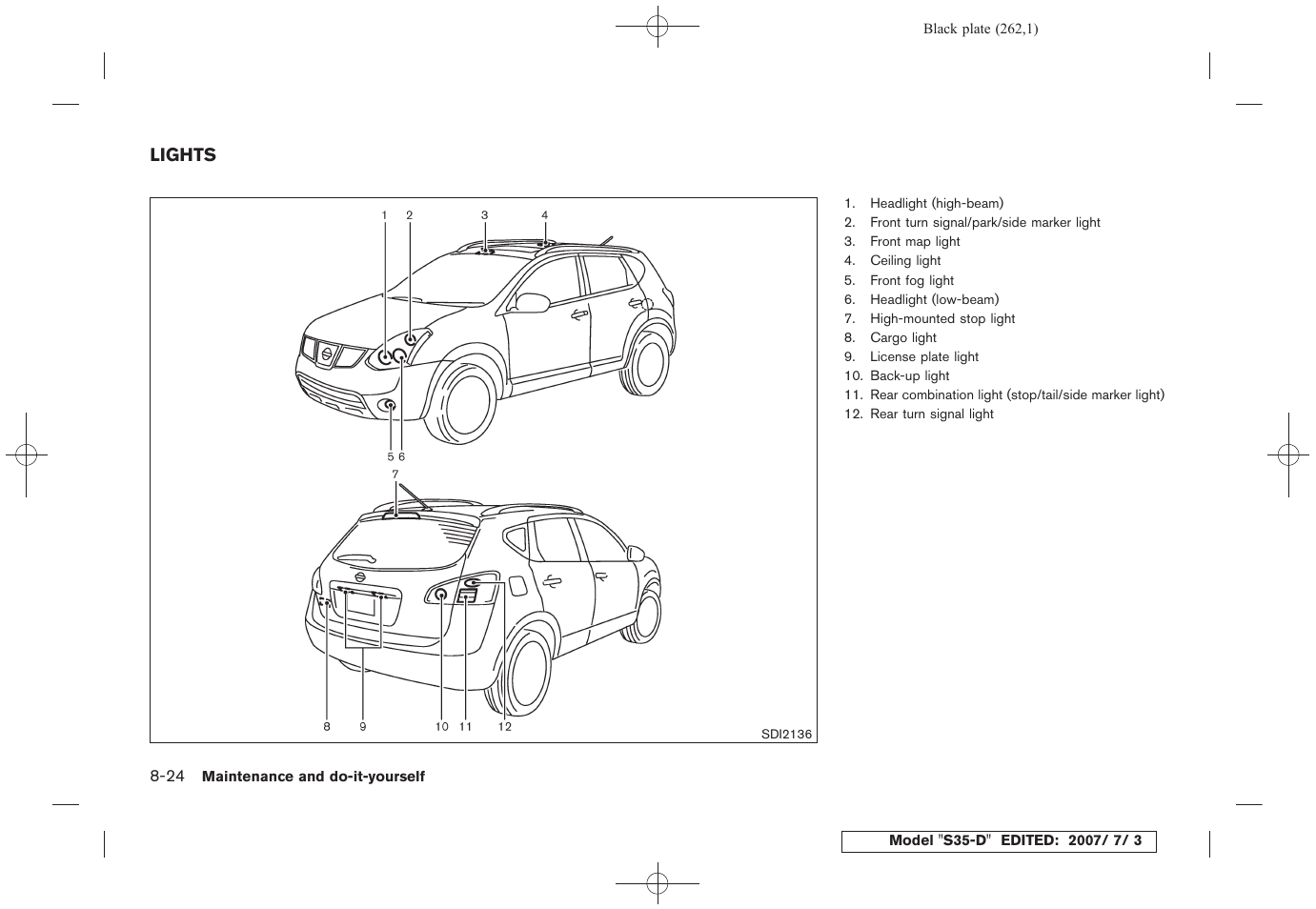 Lights -24 | NISSAN 2008 Rogue User Manual | Page 255 / 309