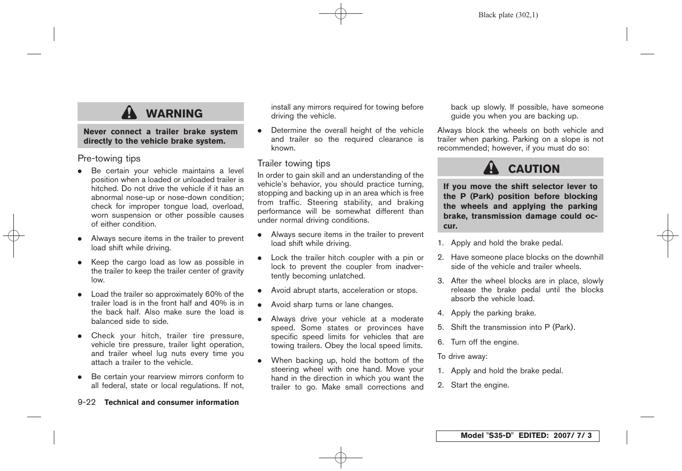 Warning, Caution | NISSAN 2008 Rogue User Manual | Page 293 / 309
