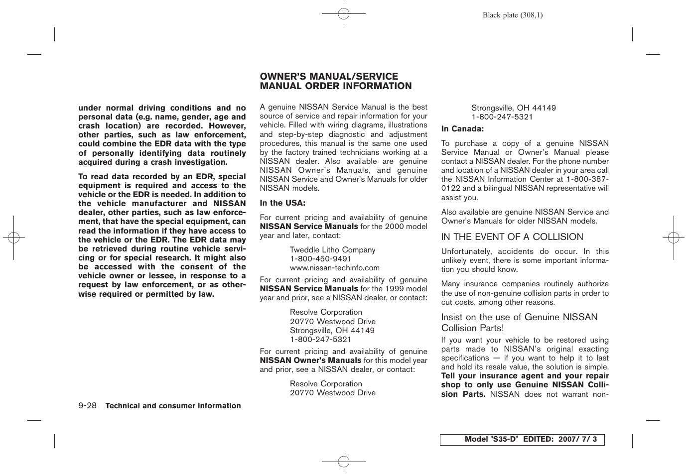 In the event of a collision -28 | NISSAN 2008 Rogue User Manual | Page 299 / 309