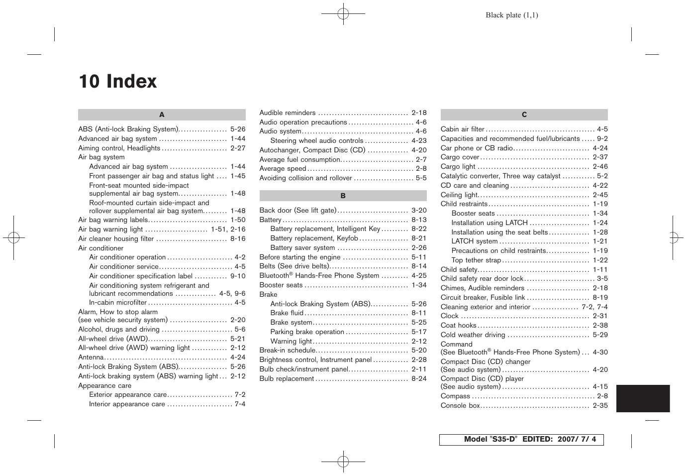 Index, 10 index | NISSAN 2008 Rogue User Manual | Page 302 / 309