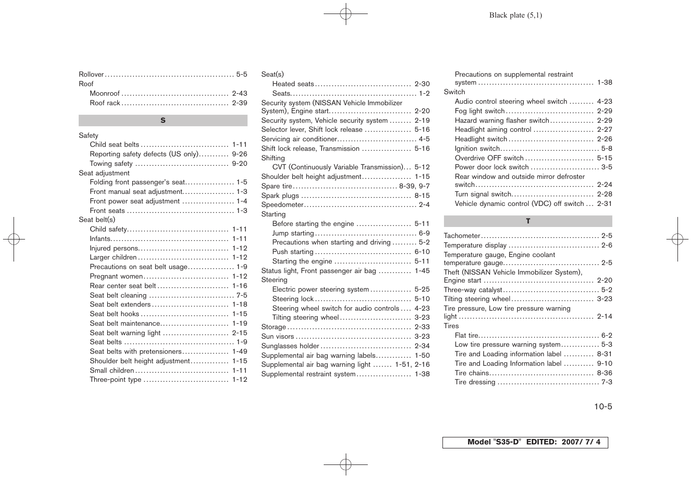 NISSAN 2008 Rogue User Manual | Page 306 / 309