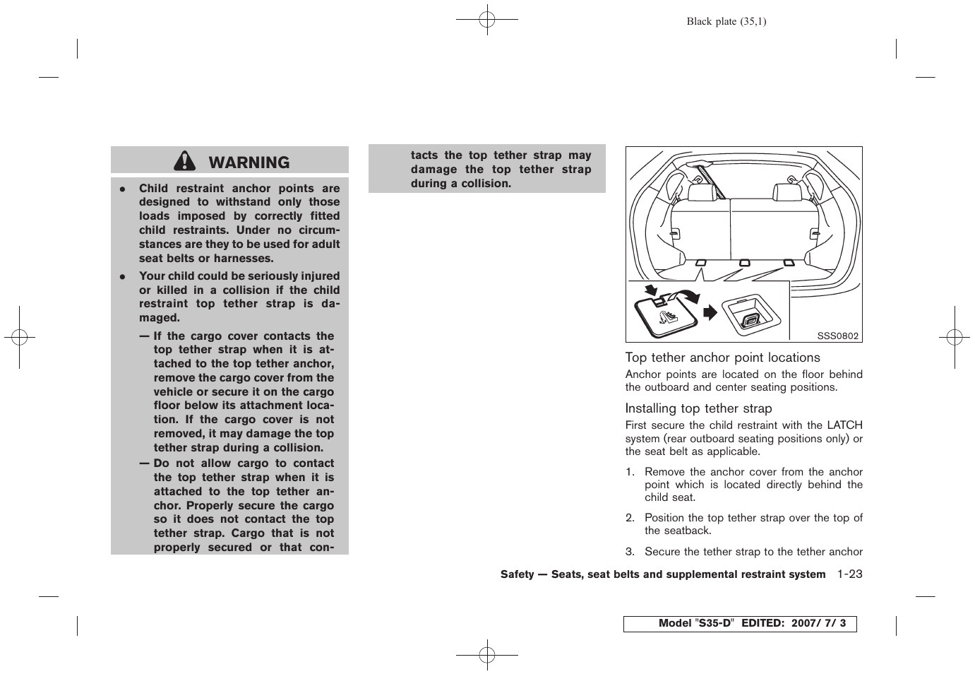 Warning | NISSAN 2008 Rogue User Manual | Page 36 / 309