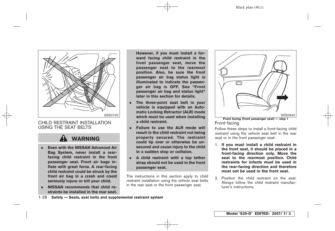 Warning | NISSAN 2008 Rogue User Manual | Page 41 / 309