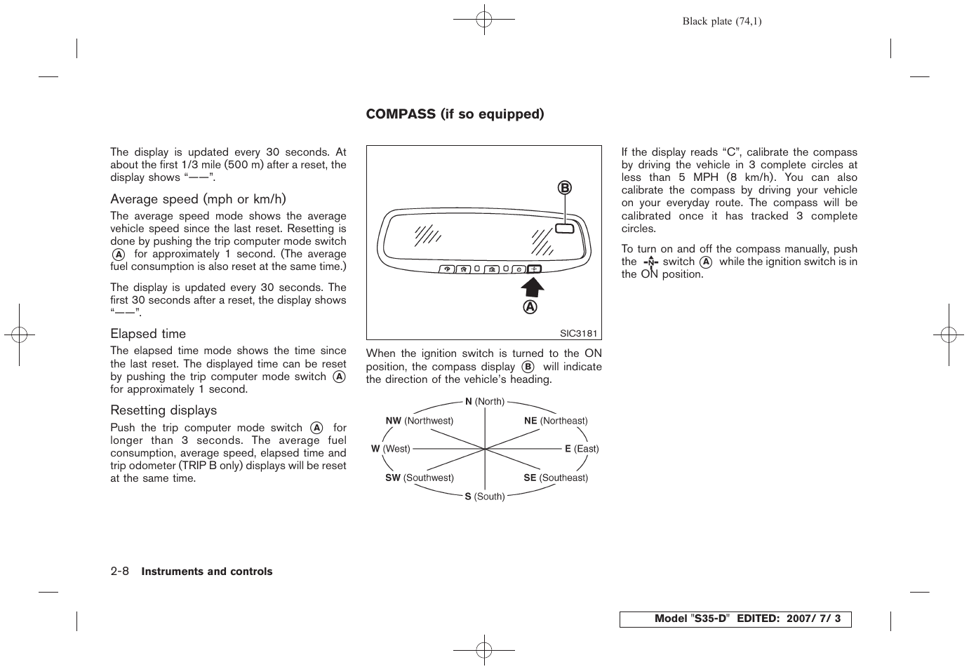 Compass (if so equipped) -8 | NISSAN 2008 Rogue User Manual | Page 74 / 309