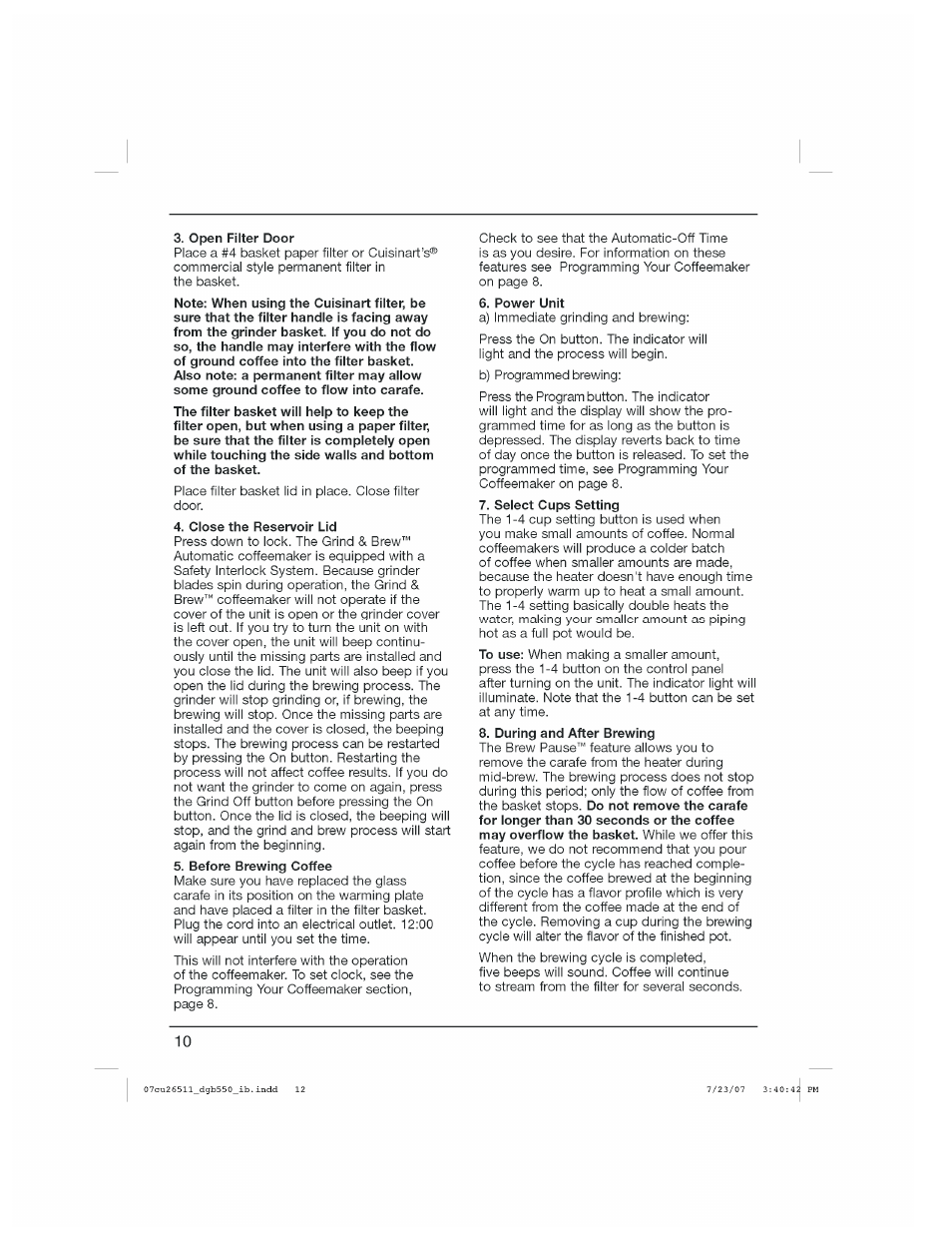 Cuisinart DGB-550 Series User Manual | Page 11 / 15