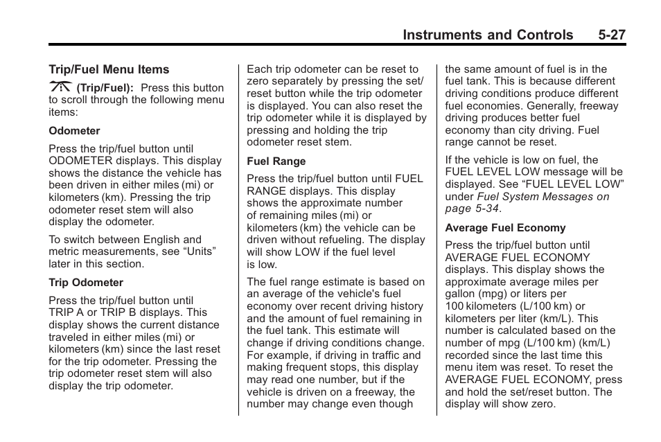 Instruments and controls 5-27 | Saturn 2010 VUE User Manual | Page 137 / 398