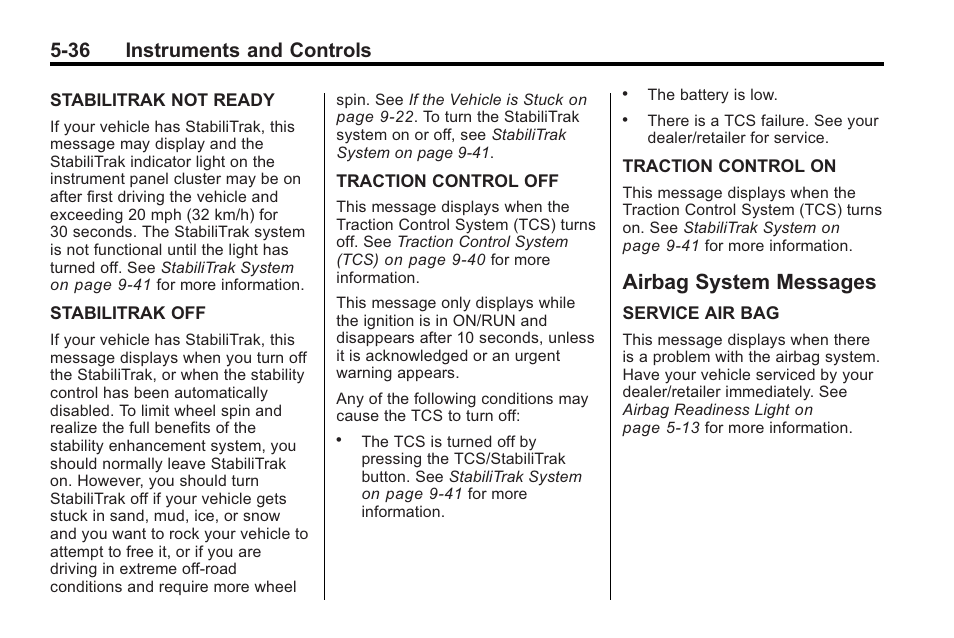 Airbag system messages, Airbag system messages -36, 36 instruments and controls | Saturn 2010 VUE User Manual | Page 146 / 398