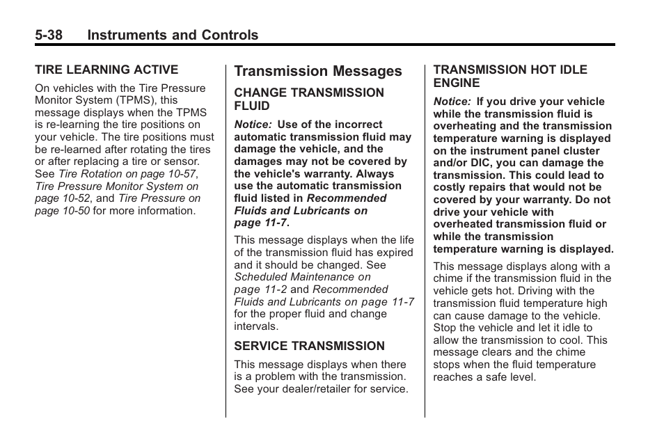 Transmission messages, Transmission messages -38 | Saturn 2010 VUE User Manual | Page 148 / 398