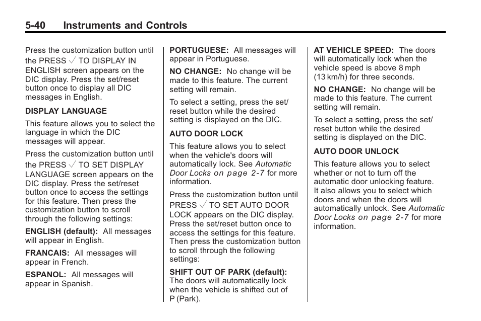 40 instruments and controls | Saturn 2010 VUE User Manual | Page 150 / 398