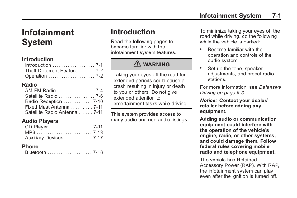 Infotainment system, Introduction, System -1 | Saturn 2010 VUE User Manual | Page 167 / 398