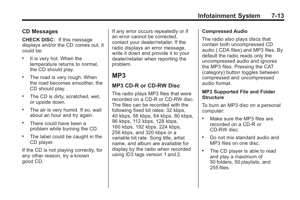 Mp3 -13, Infotainment system 7-13 | Saturn 2010 VUE User Manual | Page 179 / 398
