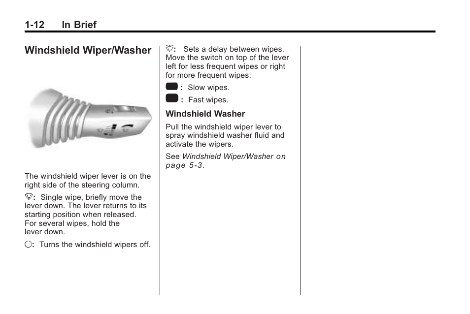 Windshield wiper/washer, Windshield wiper/washer -12 | Saturn 2010 VUE User Manual | Page 18 / 398